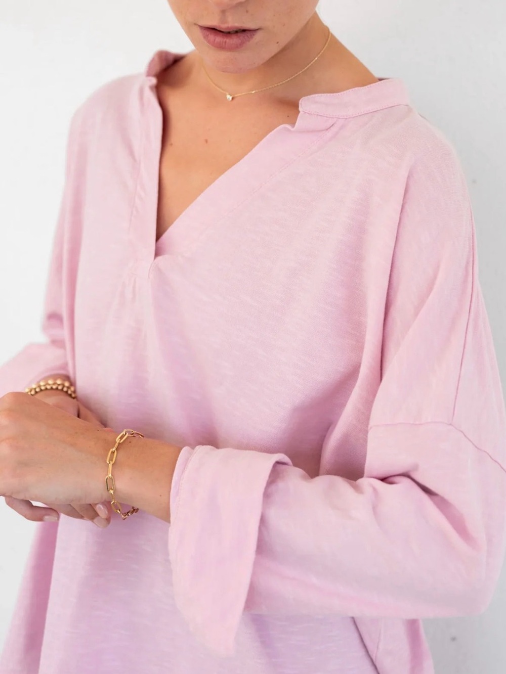 Mersea Amelia Cuff Tee Top Rose Quartz One Size